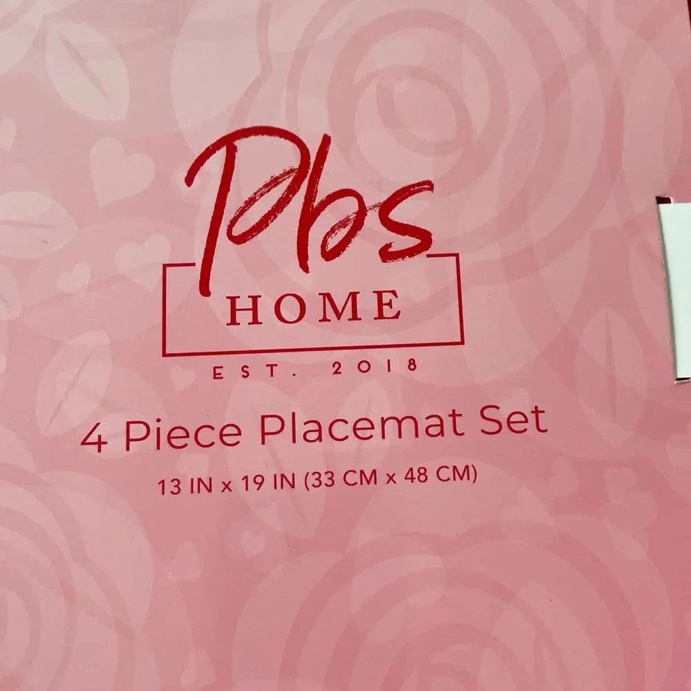 Faux Leather Valentines Day Placemats Red & White Embroidered 13x19 Set of 4 New
